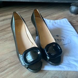 Prada Patent Peep Toe Pumps